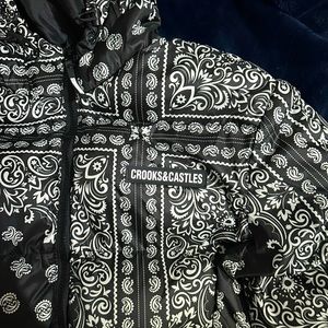 Crooks and Castles size M Puffer Jacket Black/White Bandana